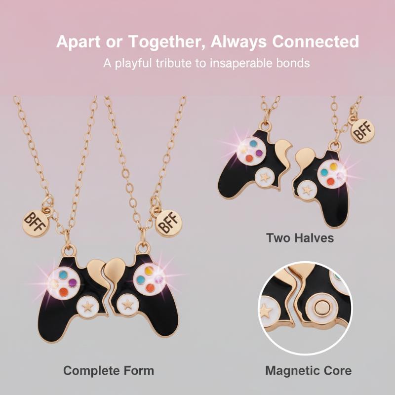 Magnetic Couple Matching Necklaces - 2 Buah Kalung Liontin Pasangan dengan