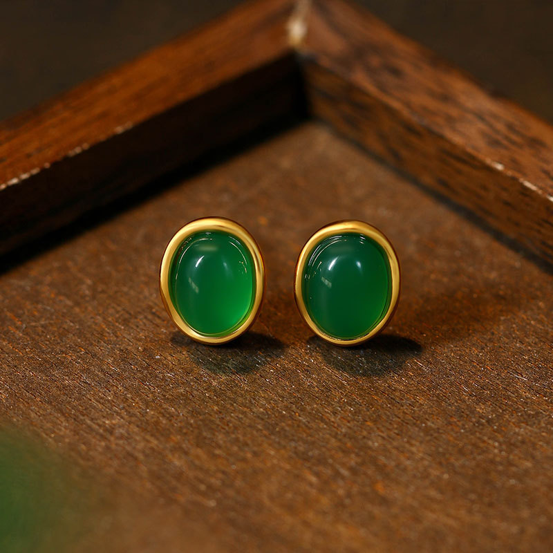 Earrings - Anting Giok Hijau Alami Jimat Hadiah