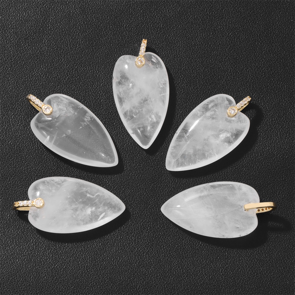 Crystal Pendant Necklace Natural Stone - 2 Buah Liontin Hati Batu Alam,