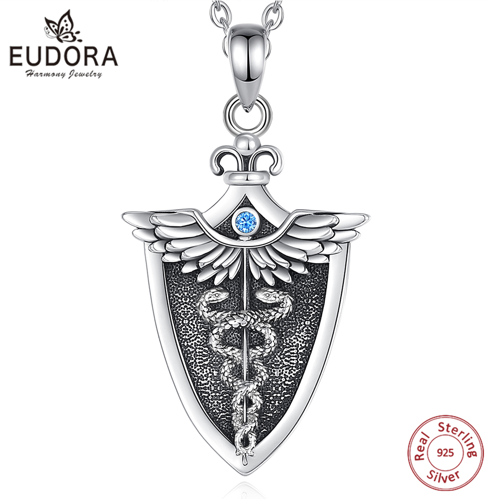 925 Sterling Silver Chain Necklace Men - Eudora kalung Caduceus perak murni 925