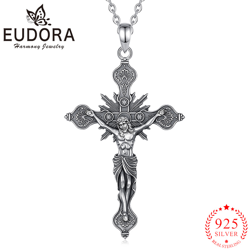 925 Sterling Silver Chain Necklace Men - Eudora Kalung Salib Baru 925 Perak