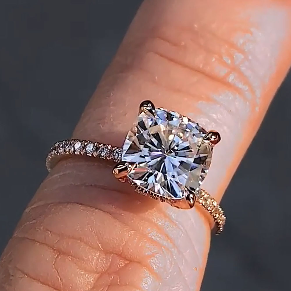 Moissanite Engagement Ring 1 Carat - Cincin Pernikahan Wanita Emas Rose Gold