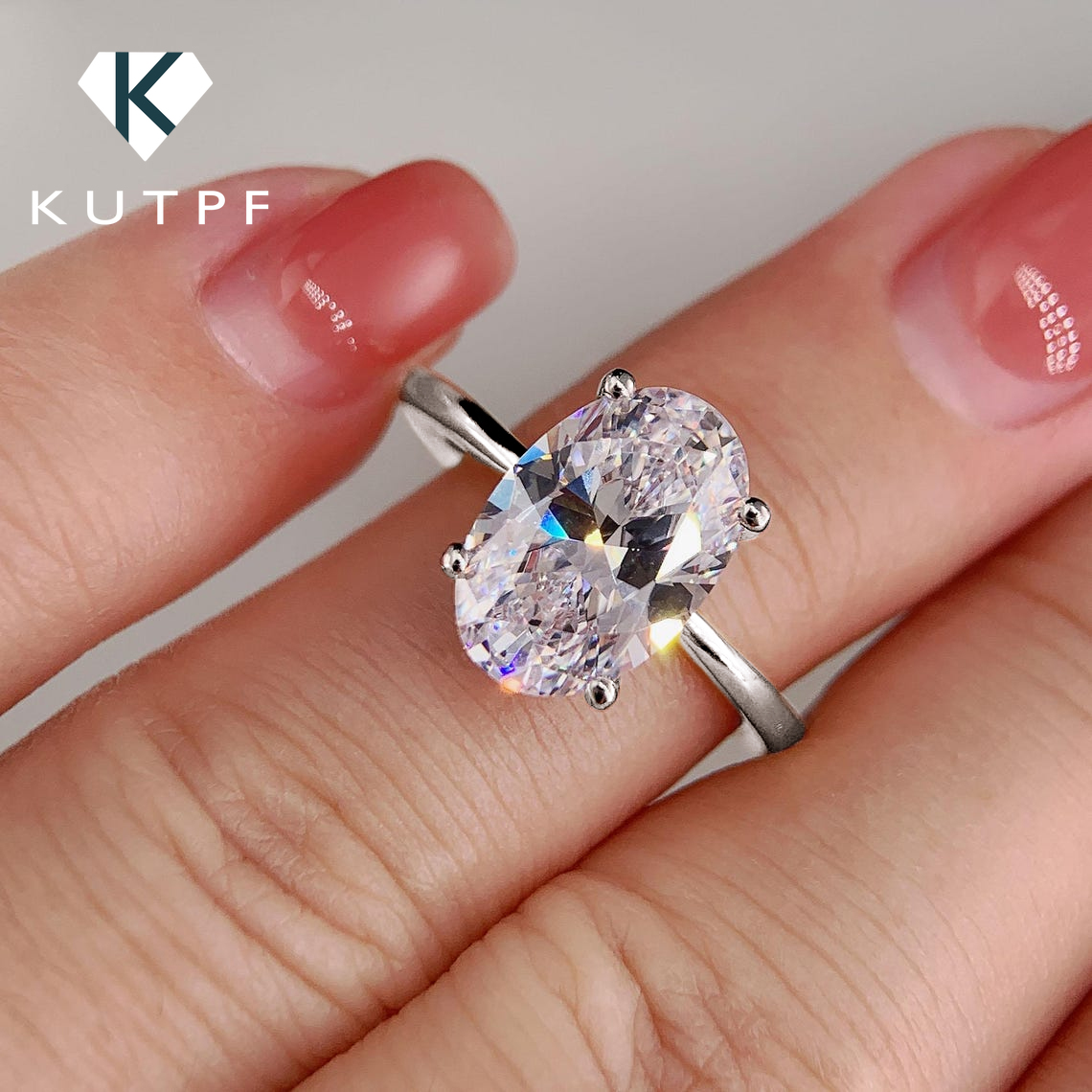Moissanite Engagement Ring 1 Carat - Cincin Pertunangan Moissanite Potongan Oval 1/2/3