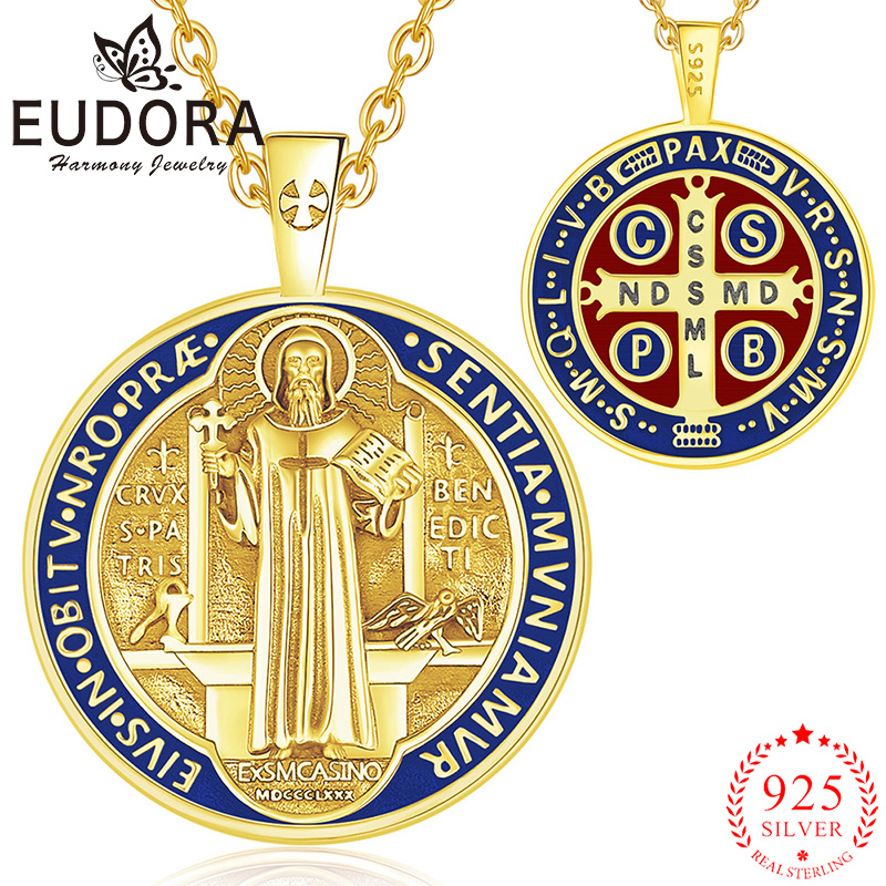 Cross Pendant Necklace Gold - Eudora 925 Perak Murni Kalung Saint