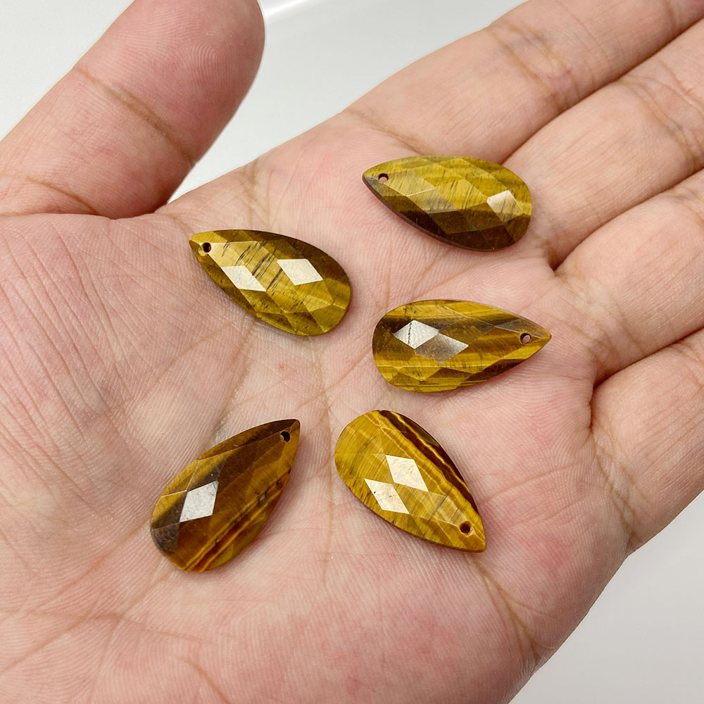 Crystal Pendant Necklace Natural Stone - 2 buah 13*25mm liontin bentuk tetesan