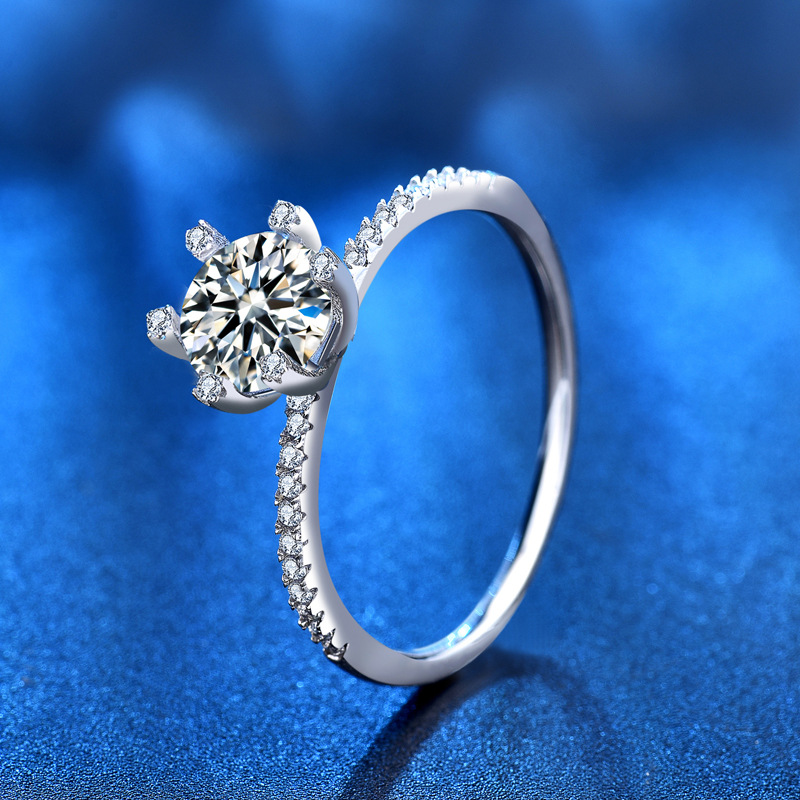 Moissanite Engagement Ring 1 Carat - Cincin Moissanite Pertunangan Pernikahan S925 Mewah