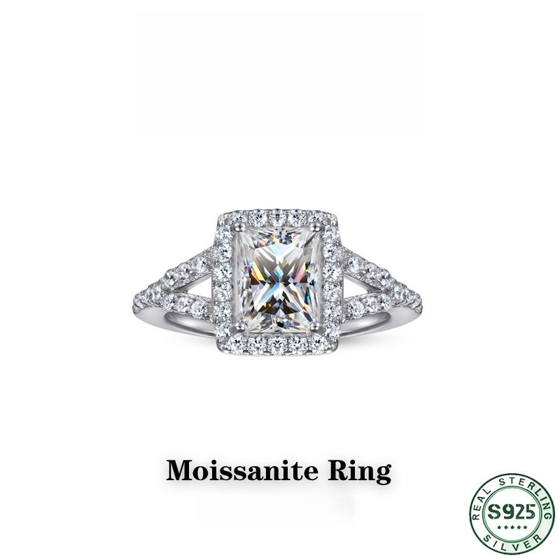 Moissanite Engagement Ring 1 Carat - Cincin moissanite 1 karat berbahan perak