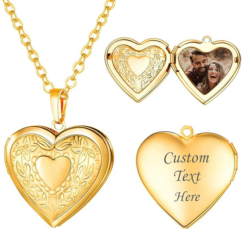 Heart Locket Necklace Photo - Kalung Liontin Personalisasi Foto & Teks,