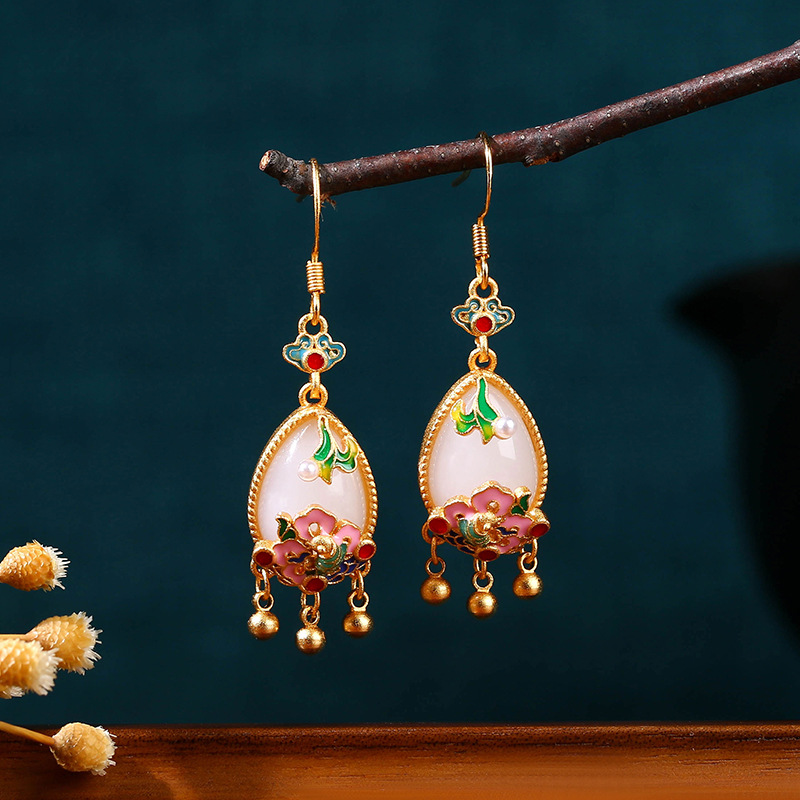 Earrings - Anting Bunga Giok Alami Jimat Pesona