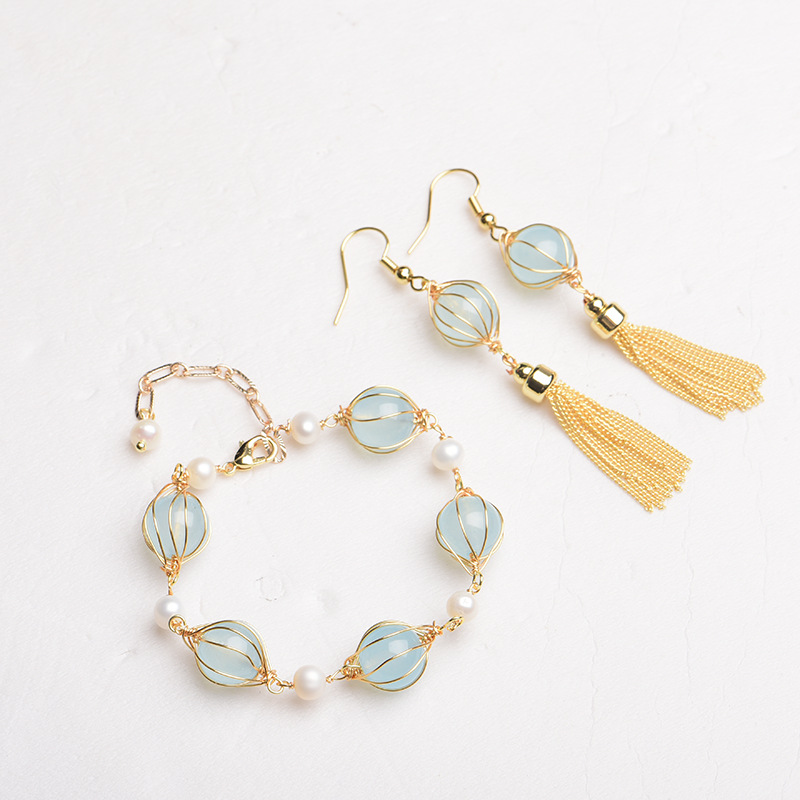 Earrings - Anting Manik Giok Alami Biru Aksesori