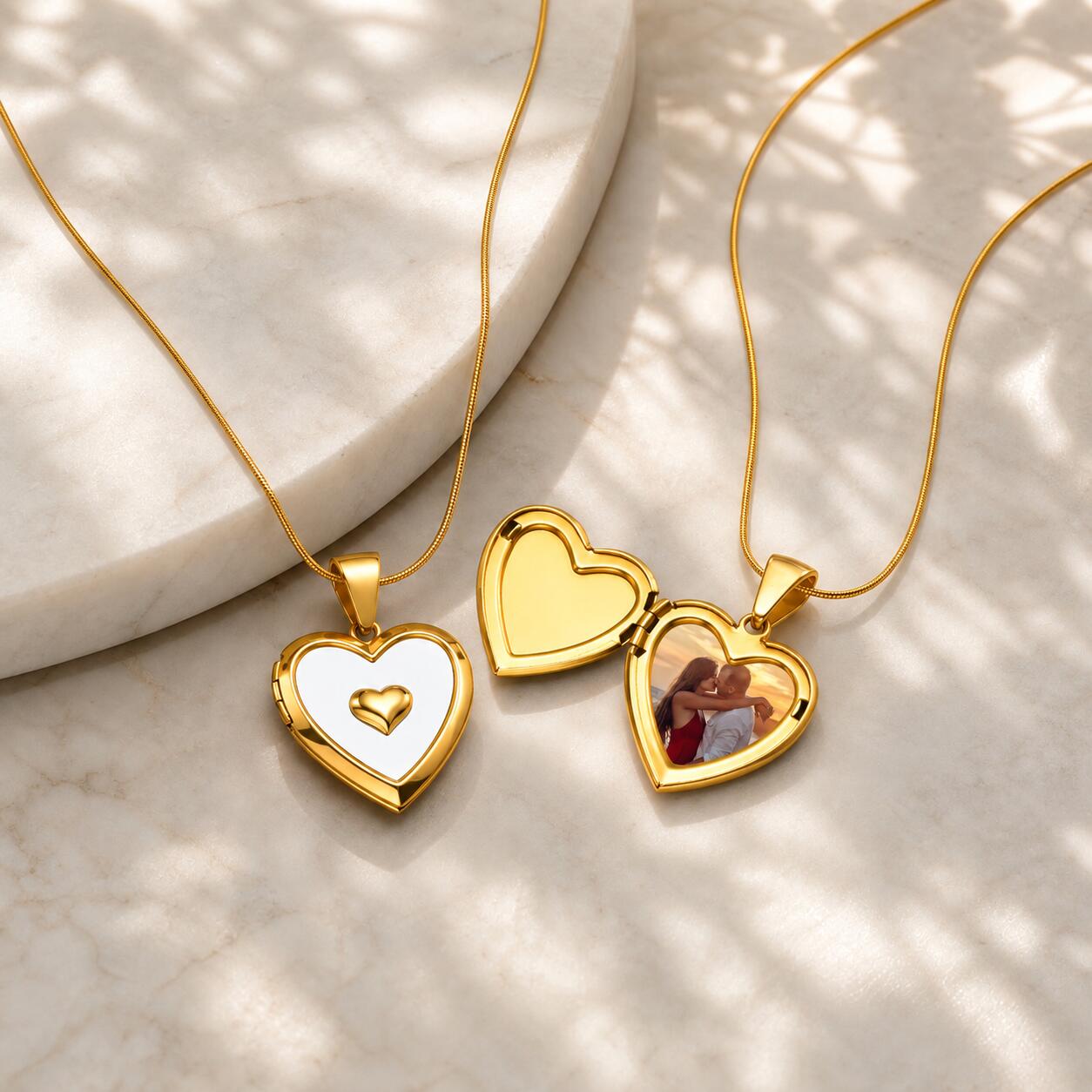 Heart Locket Necklace Photo - Kalung Liontin Bentuk Hati dengan Foto