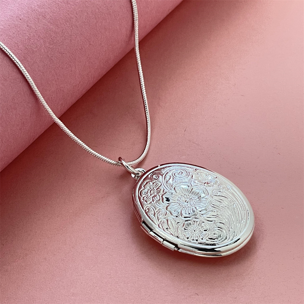 925 Sterling Silver Chain Necklace Men - 925 kalung ular perak liontin bingkai