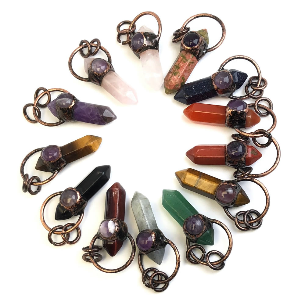 Crystal Pendant Necklace Natural Stone - Liontin Kristal Kuarsa Batu Alam untuk
