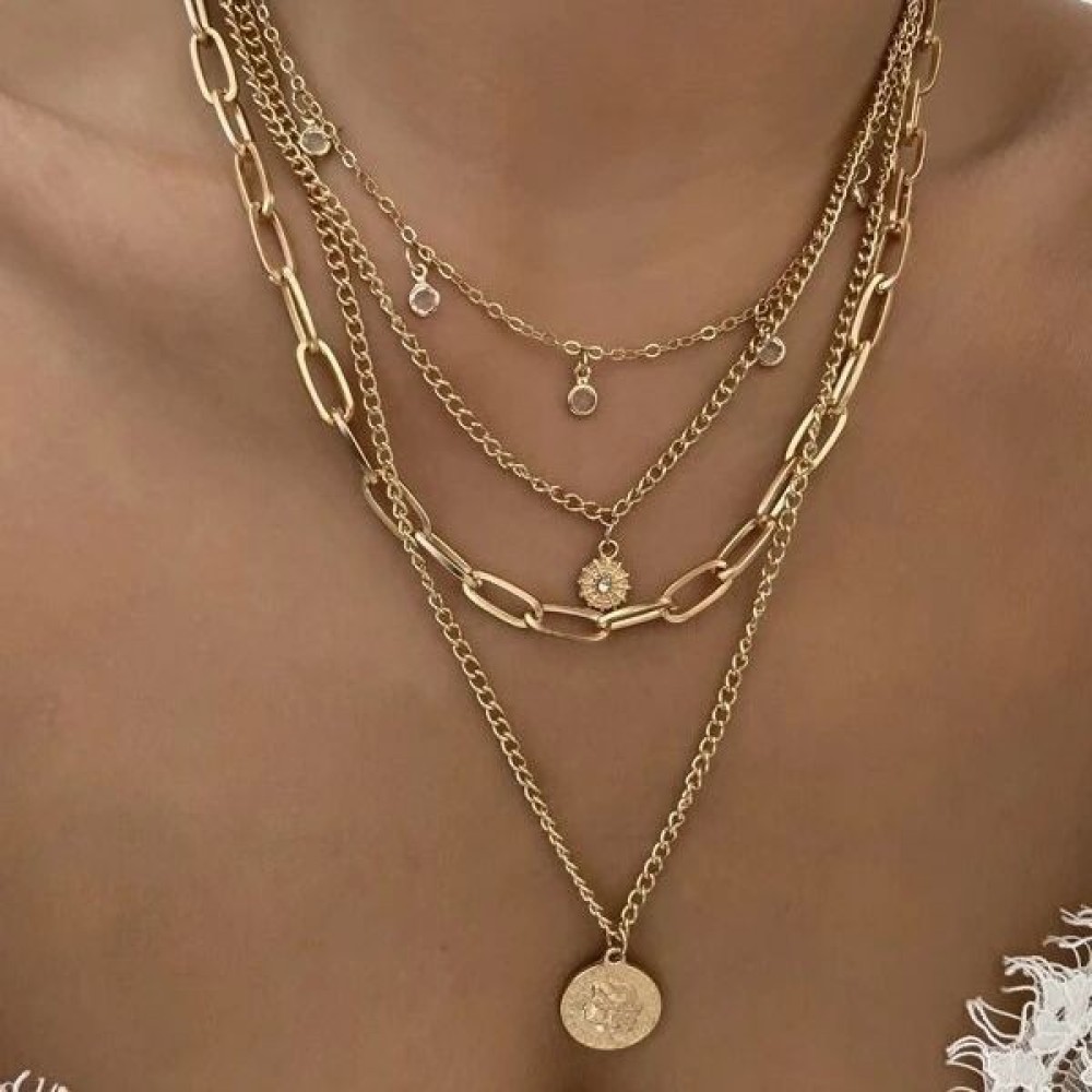 Kalung Liontin Potret Gaya Boh - Layered Pendant Necklace Aesthetic ulasan dan harga