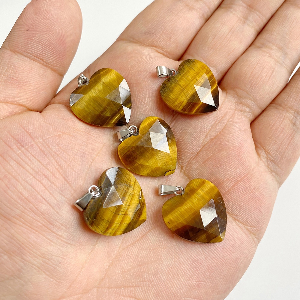 1 Buah 20Mm Liontin Hati Segi  - Crystal Pendant Necklace Natural Stone ulasan dan harga