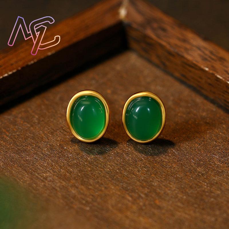 Anting Giok Hijau Alami Jimat  - Earrings ulasan dan harga