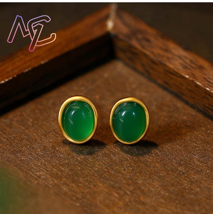 Anting Giok Hijau Alami Jimat  - Earrings ulasan dan harga