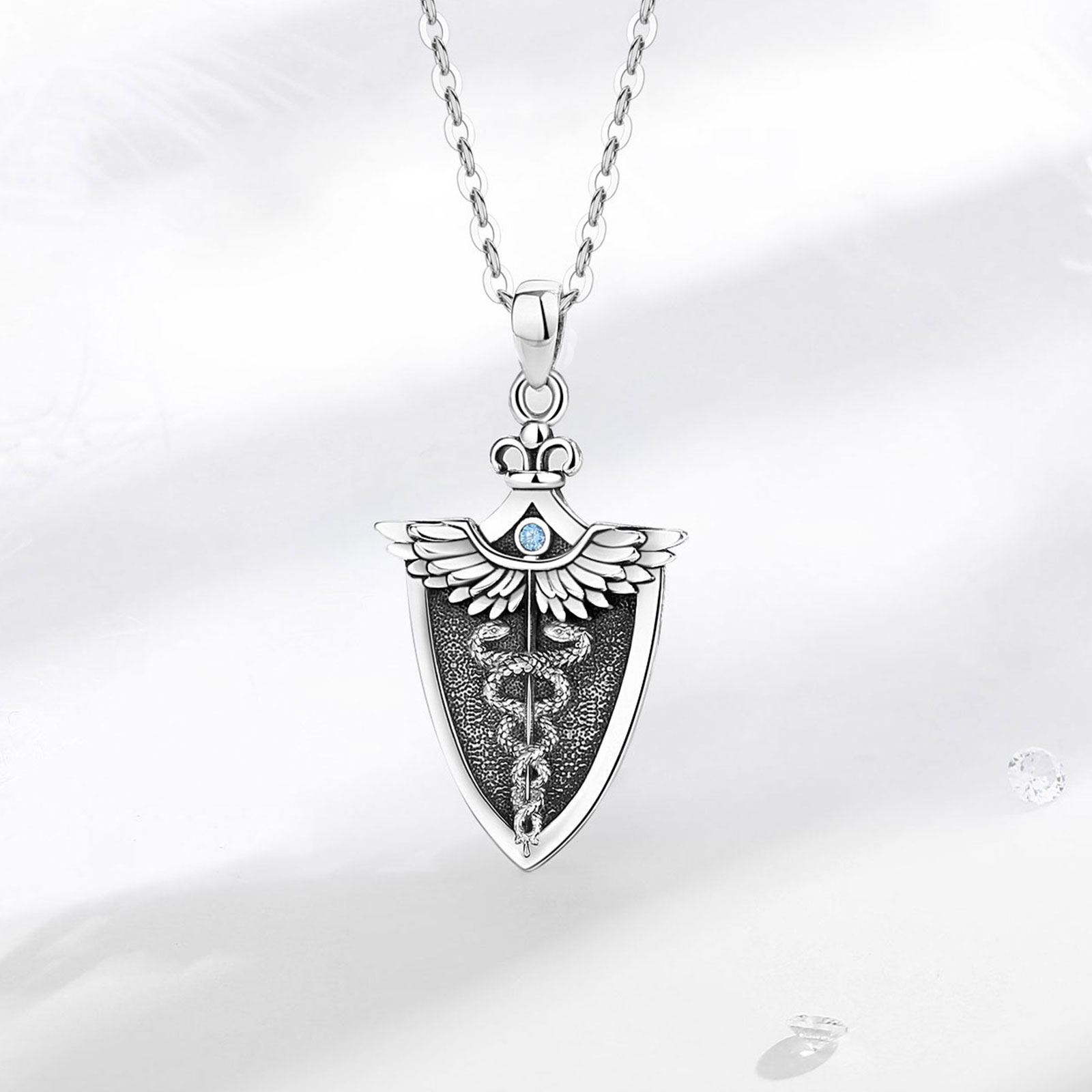 Eudora kalung Caduceus perak m - 925 Sterling Silver Chain Necklace Men ulasan dan harga