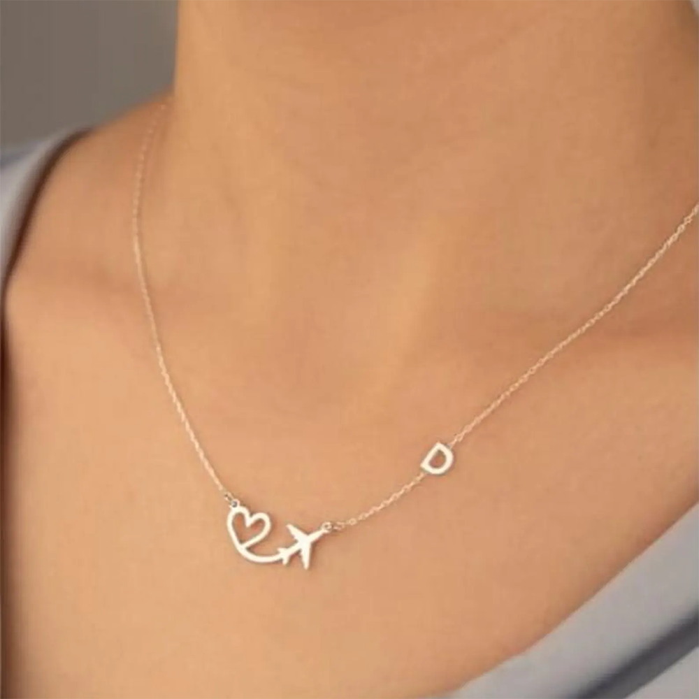 Kalung Liontin Inisial Pesawat - Custom Name Necklace Stainless Steel ulasan dan harga