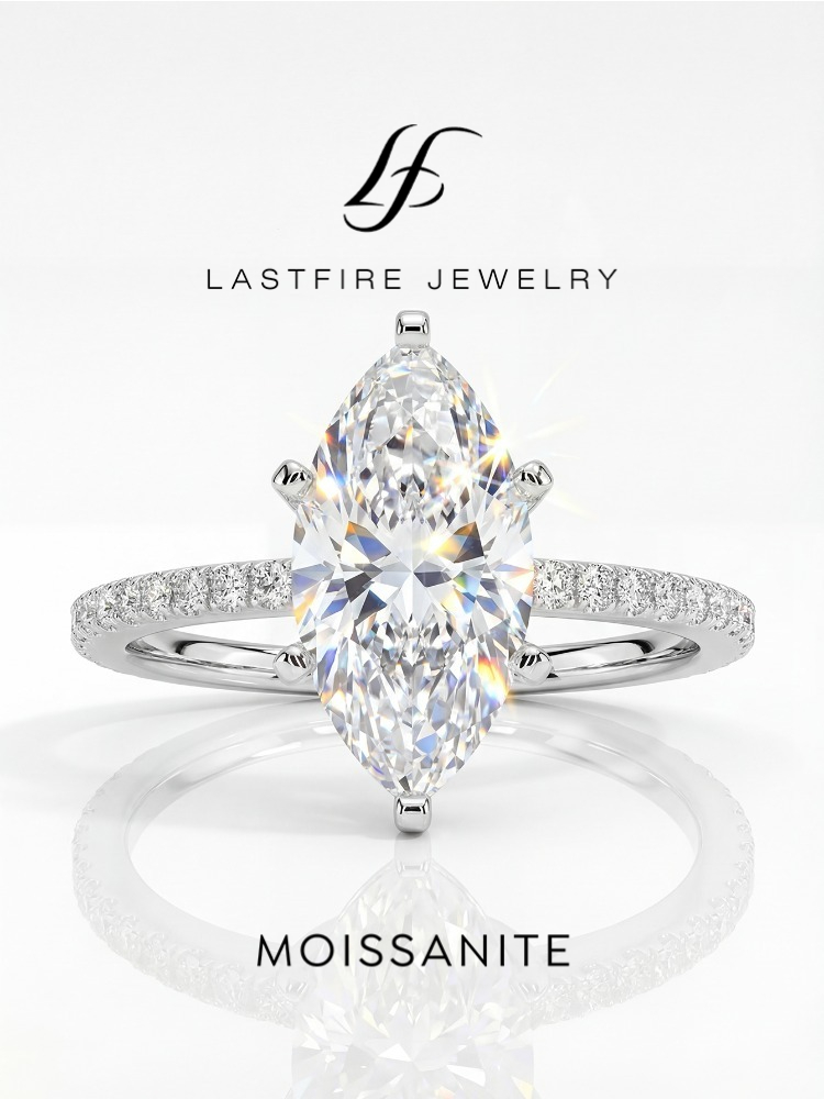 Cincin Marquise Berlian Moissa - Moissanite Engagement Ring 1 Carat ulasan dan harga