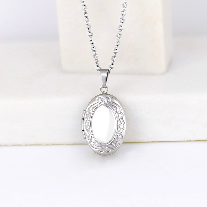 Kalung liontin oval persegi be - Heart Locket Necklace Photo ulasan dan harga
