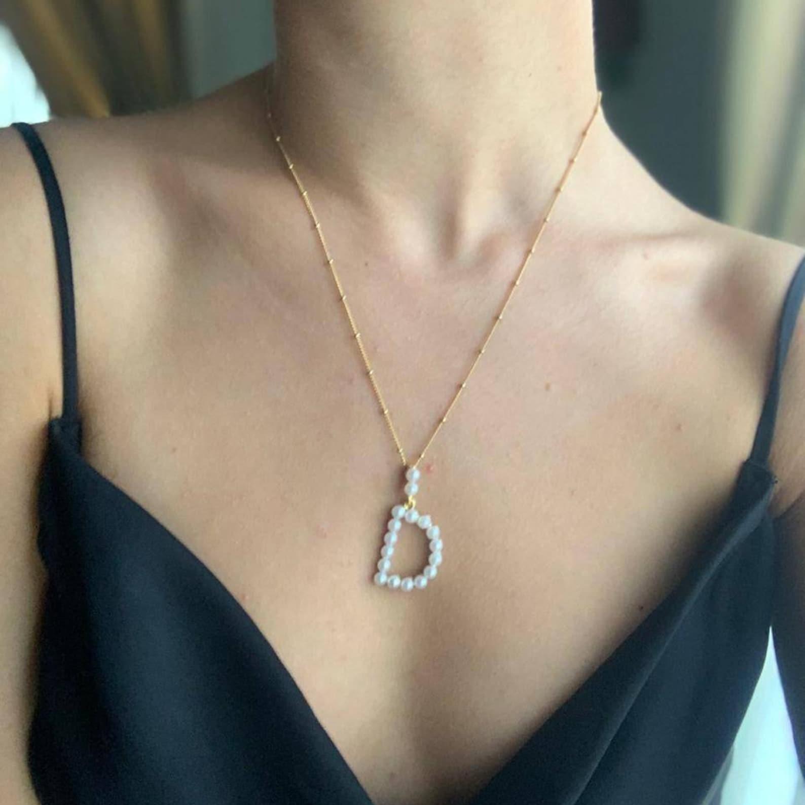 Liontin emas inisial mutiara k - Custom Name Necklace Stainless Steel ulasan dan harga