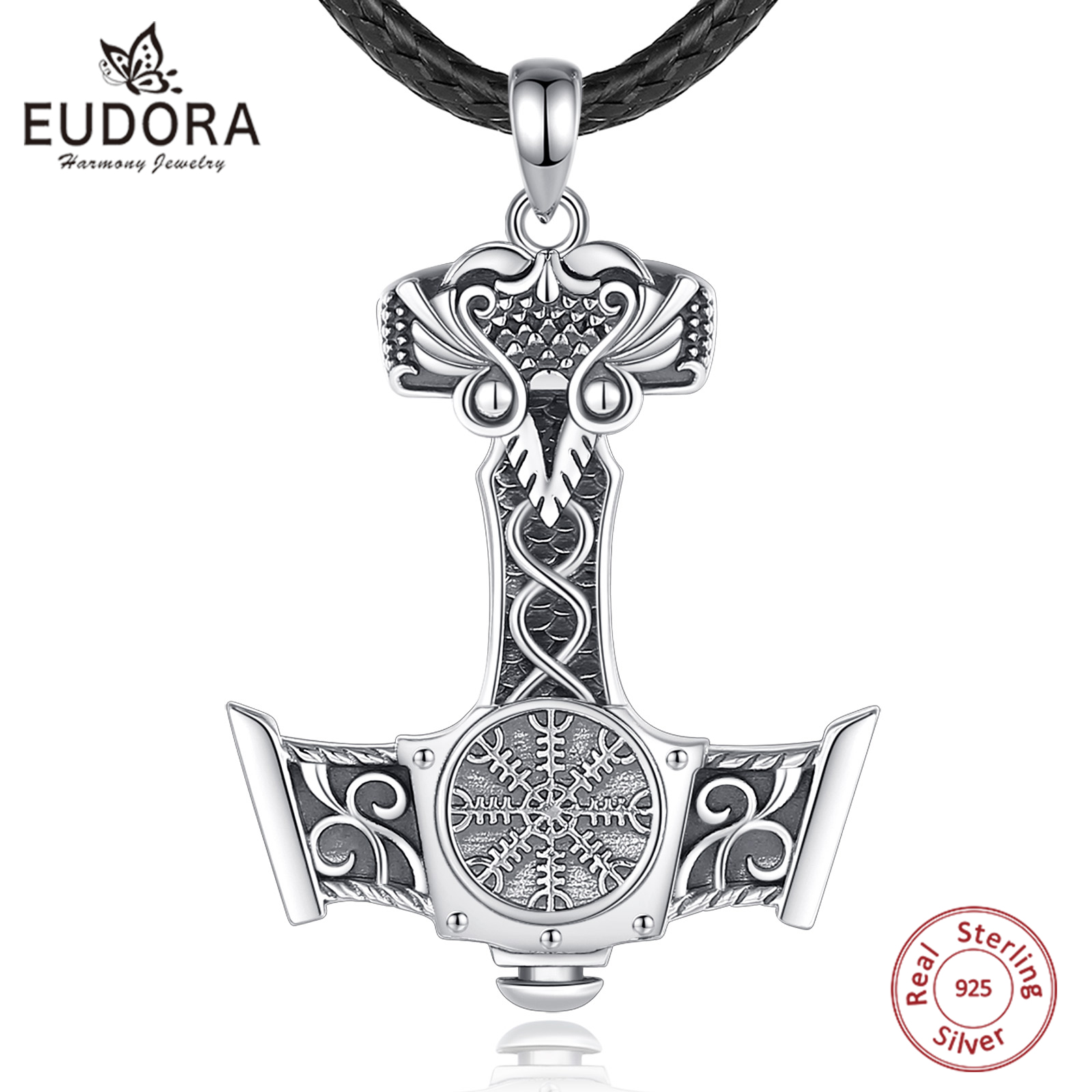 Eudora 925 perak murni Norse V - 925 Sterling Silver Chain Necklace Men ulasan dan harga