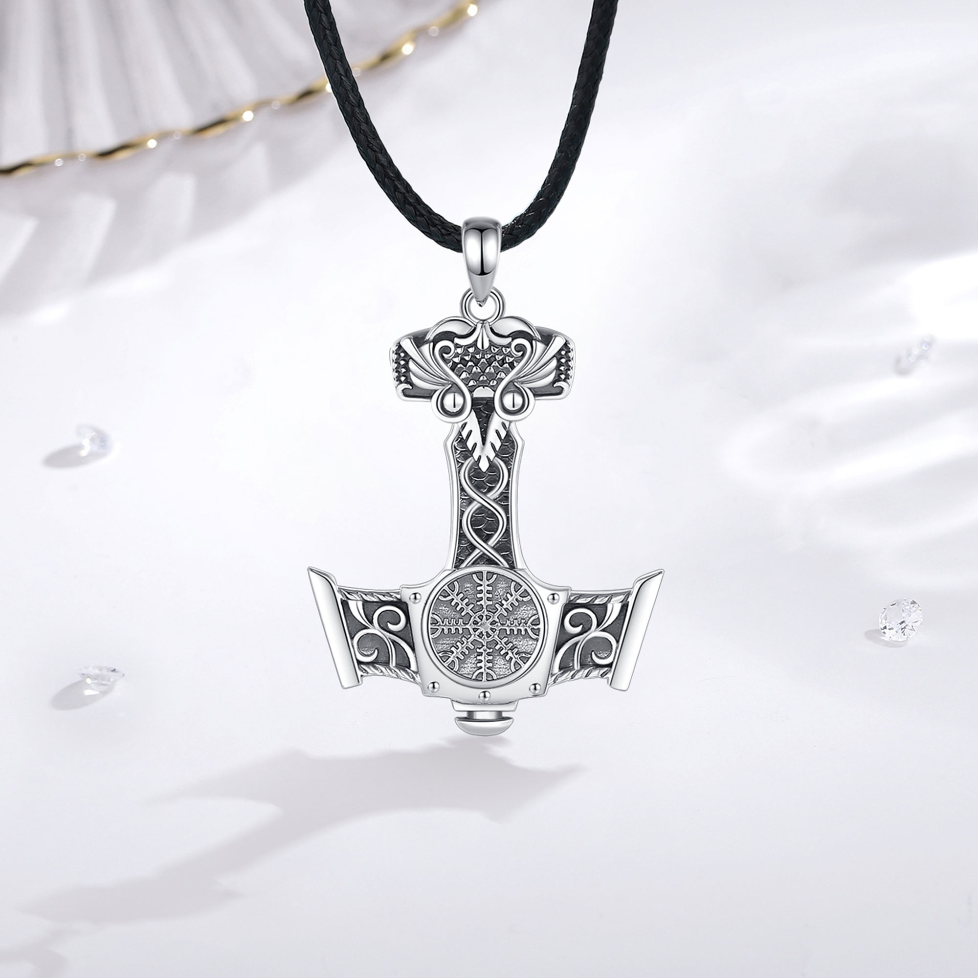 Eudora 925 perak murni Norse V - 925 Sterling Silver Chain Necklace Men ulasan dan harga