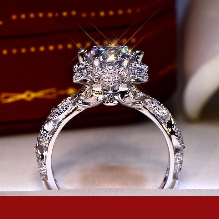Cincin Perak Sterling S925 Hol - Moissanite Engagement Ring 1 Carat ulasan dan harga