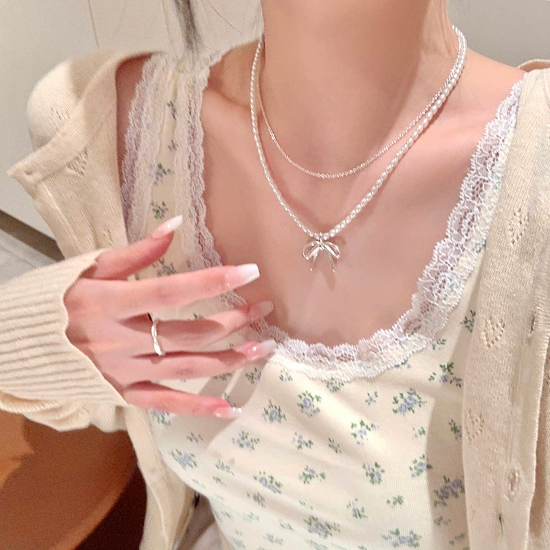 Kalung Choker Rantai Berlapis  - Layered Pendant Necklace Aesthetic ulasan dan harga