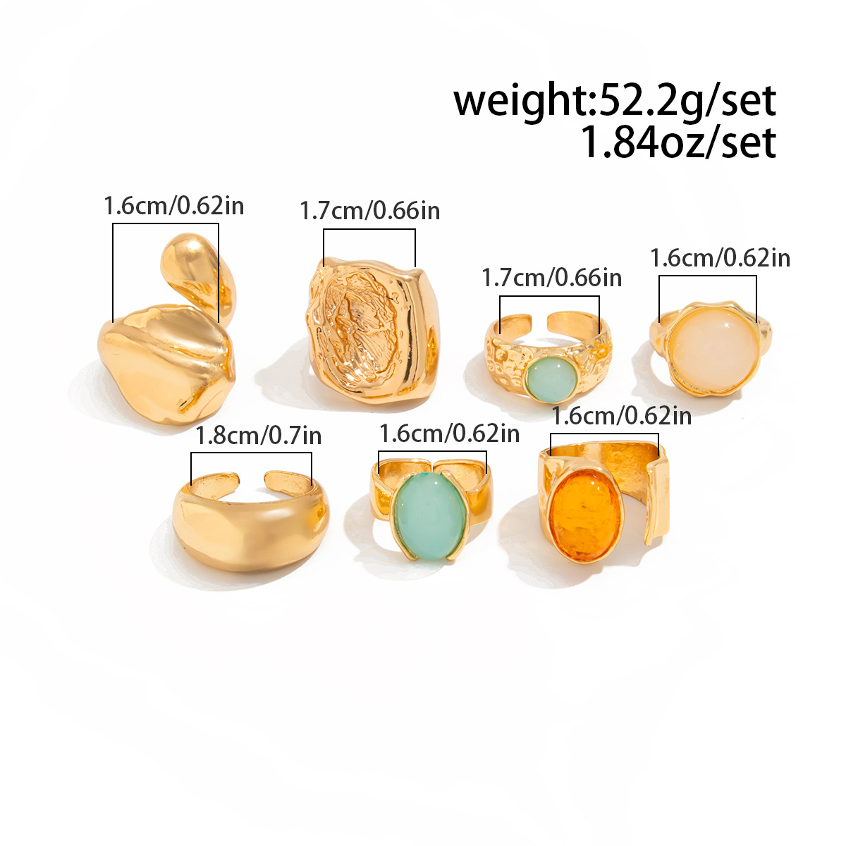 DIEZI 7 Buah/Set Cincin Akrili - Vintage Punk Knuckle Rings Set ulasan dan harga