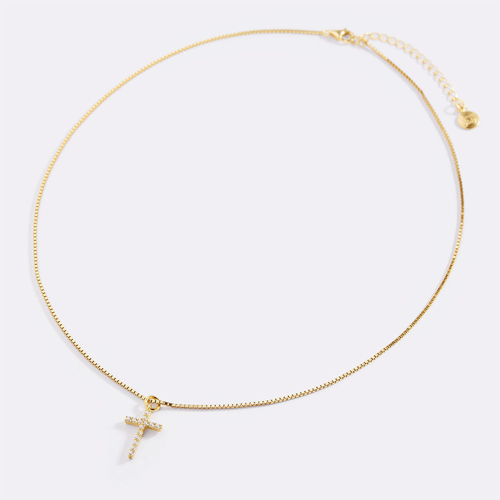 Kalung Salib Berhiaskan Berlia - Cross Pendant Necklace Gold ulasan dan harga