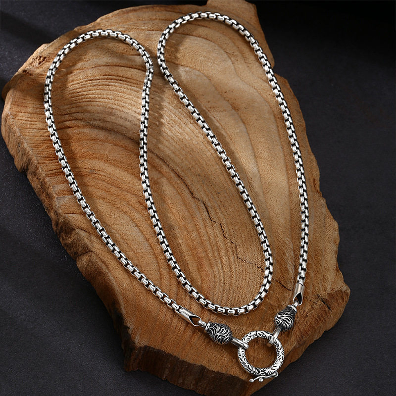 OUYADI Kalung Rantai Kotak Ret - 925 Sterling Silver Chain Necklace Men ulasan dan harga