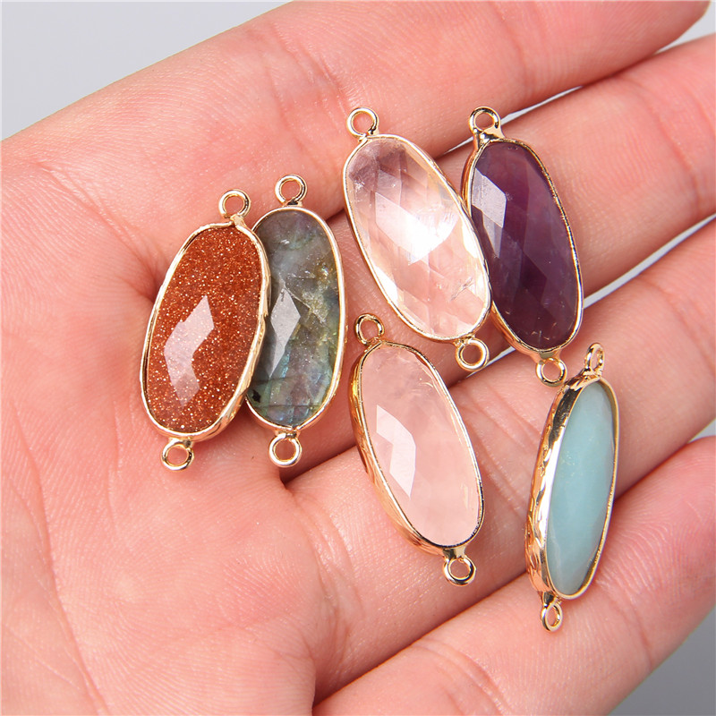 2 buah 10x26mm alami lingkaran - Crystal Pendant Necklace Natural Stone ulasan dan harga