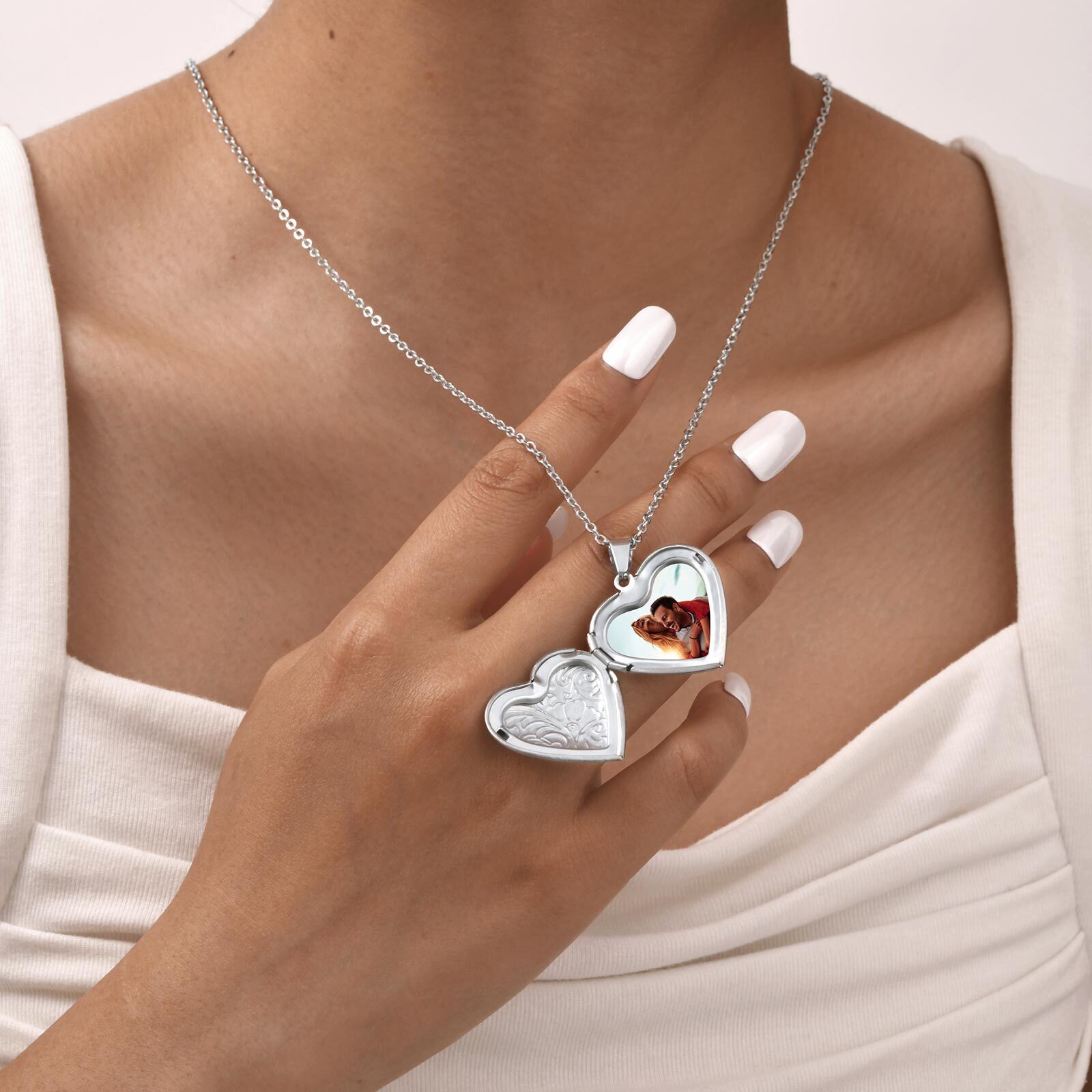 Vnox Kalung Liontin Foto Hati  - Heart Locket Necklace Photo ulasan dan harga