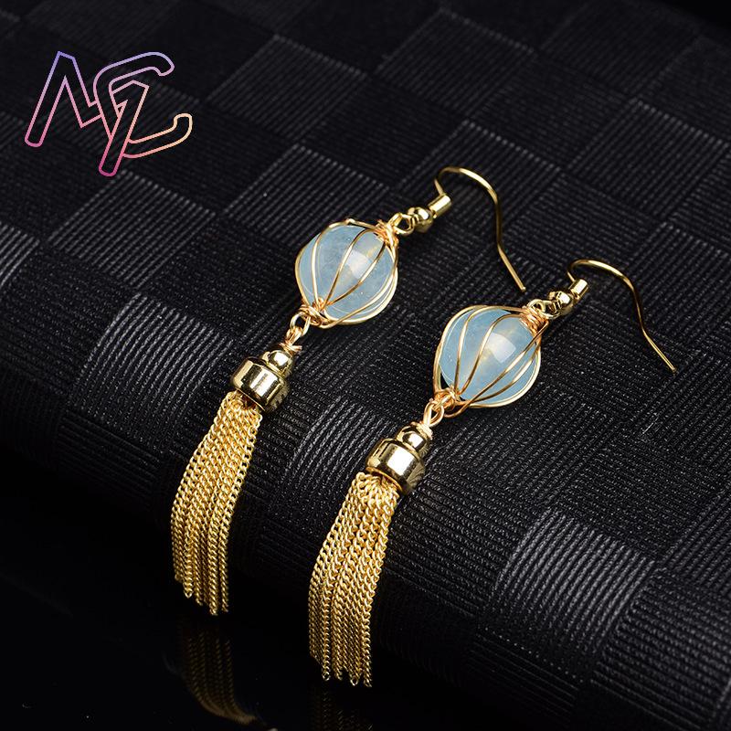 Anting Manik Giok Alami Biru A - Earrings ulasan dan harga