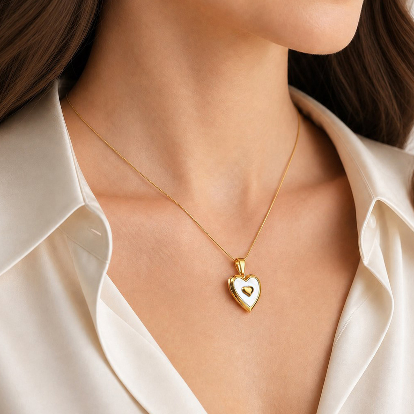 Kalung Liontin Bentuk Hati den - Heart Locket Necklace Photo ulasan dan harga