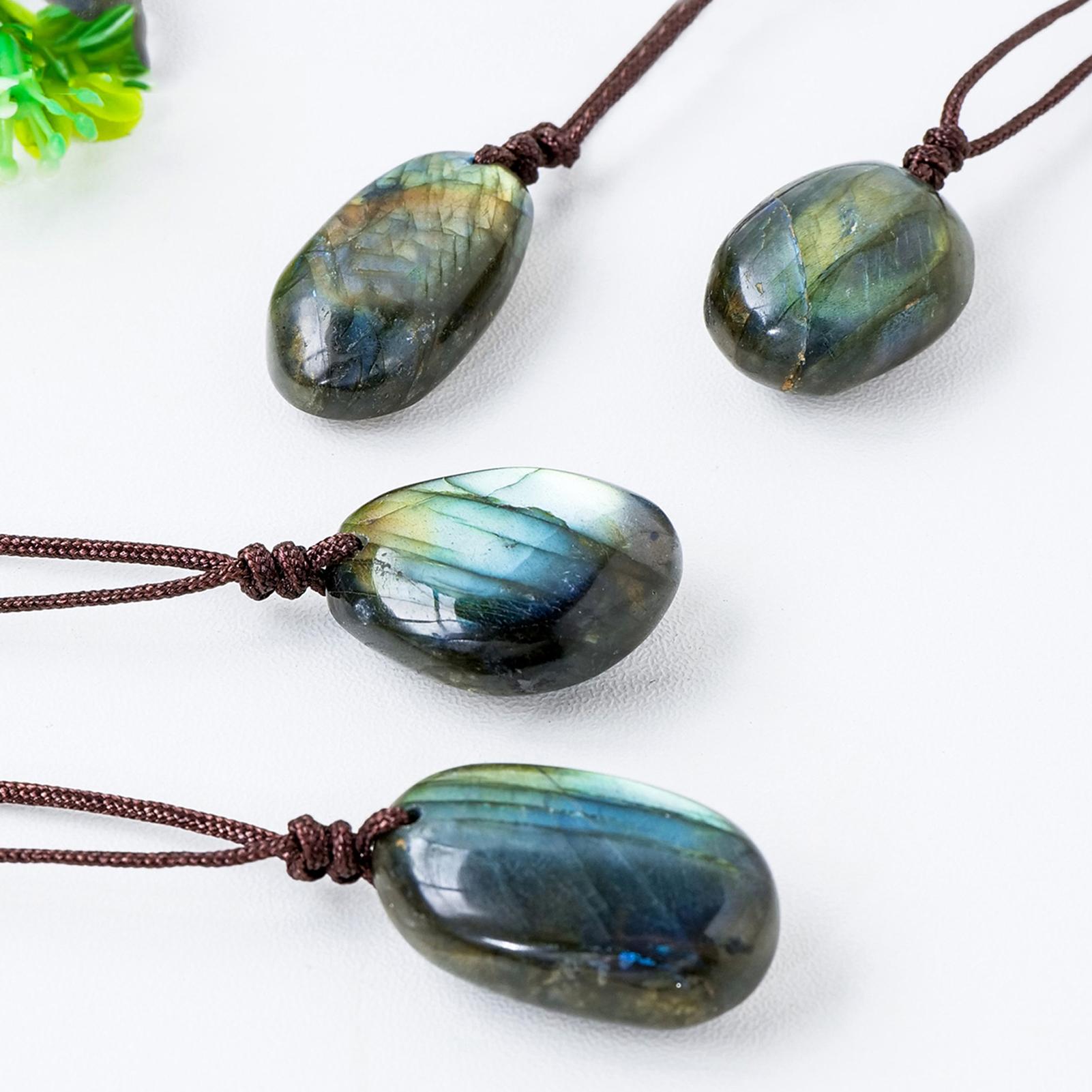 Kalung Liontin Labradorit Alam - Crystal Pendant Necklace Natural Stone ulasan dan harga