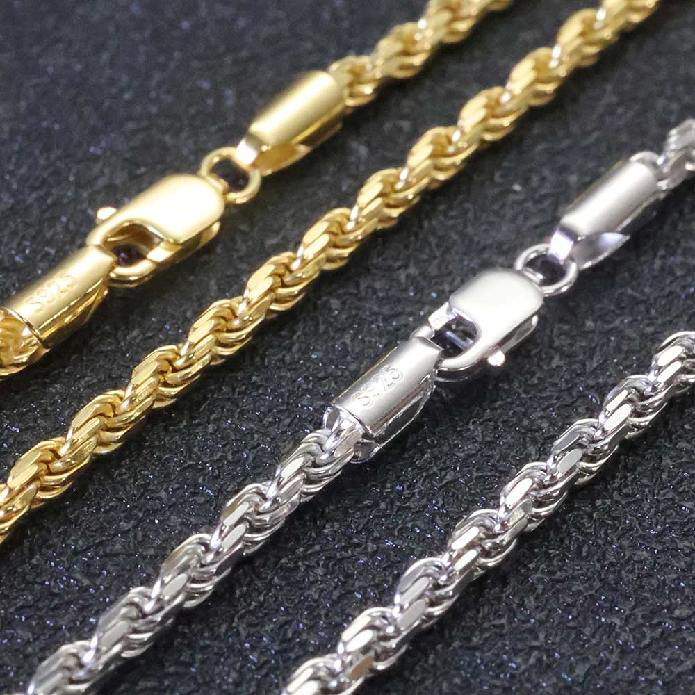 ESKEEM 3MM/5Mm Pria Wanita PVD - 925 Sterling Silver Chain Necklace Men ulasan dan harga