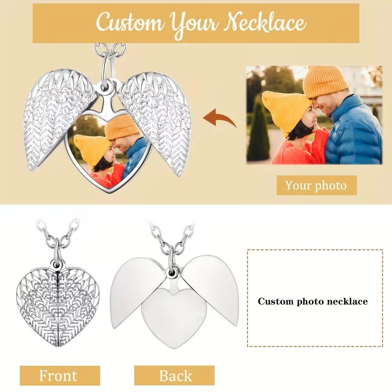 Kalung Liontin Foto Kustom Ben - Heart Locket Necklace Photo ulasan dan harga