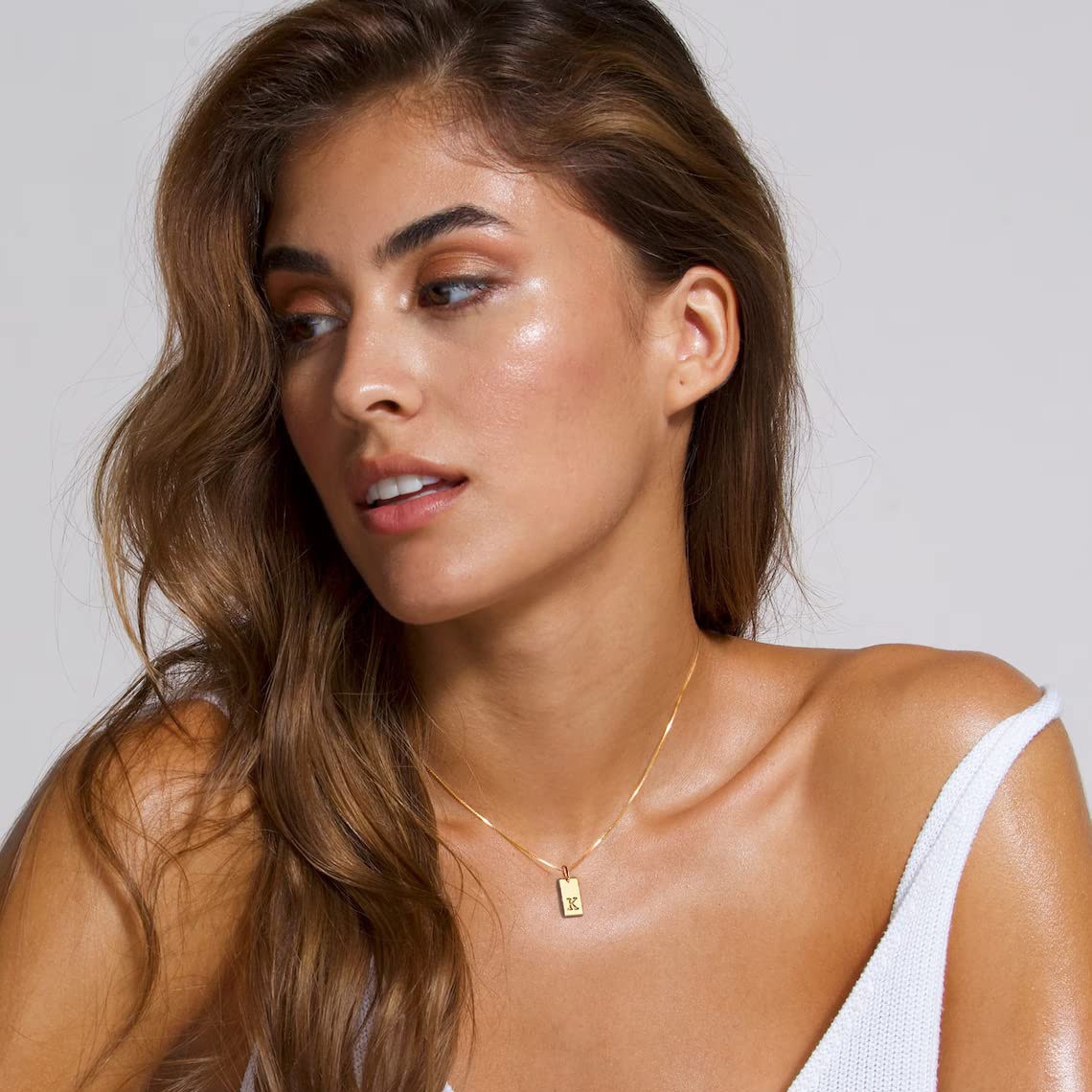 Kalung liontin label huruf awa - Initial Letter Necklace 18K Gold ulasan dan harga