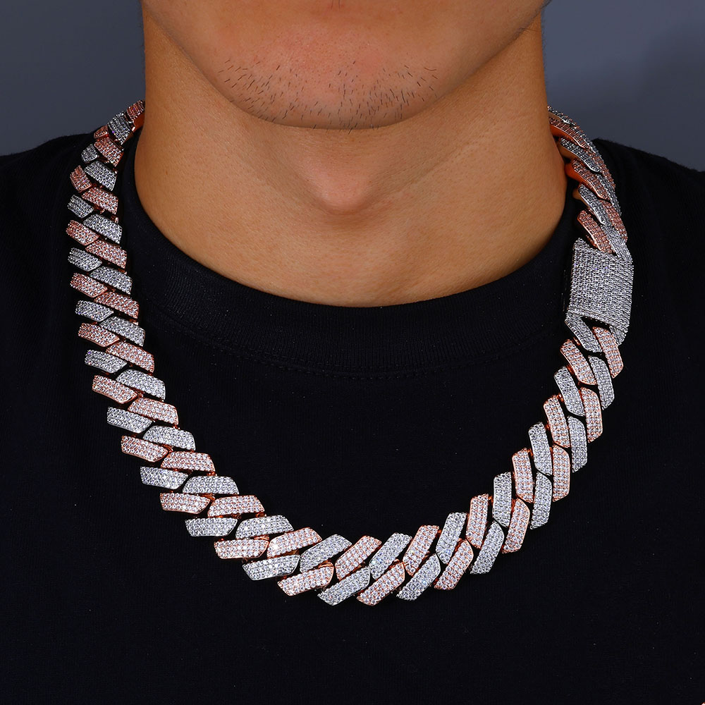 Kalung Rantai Mosaik Dua Warna - Cuban Link Chain 12Mm ulasan dan harga